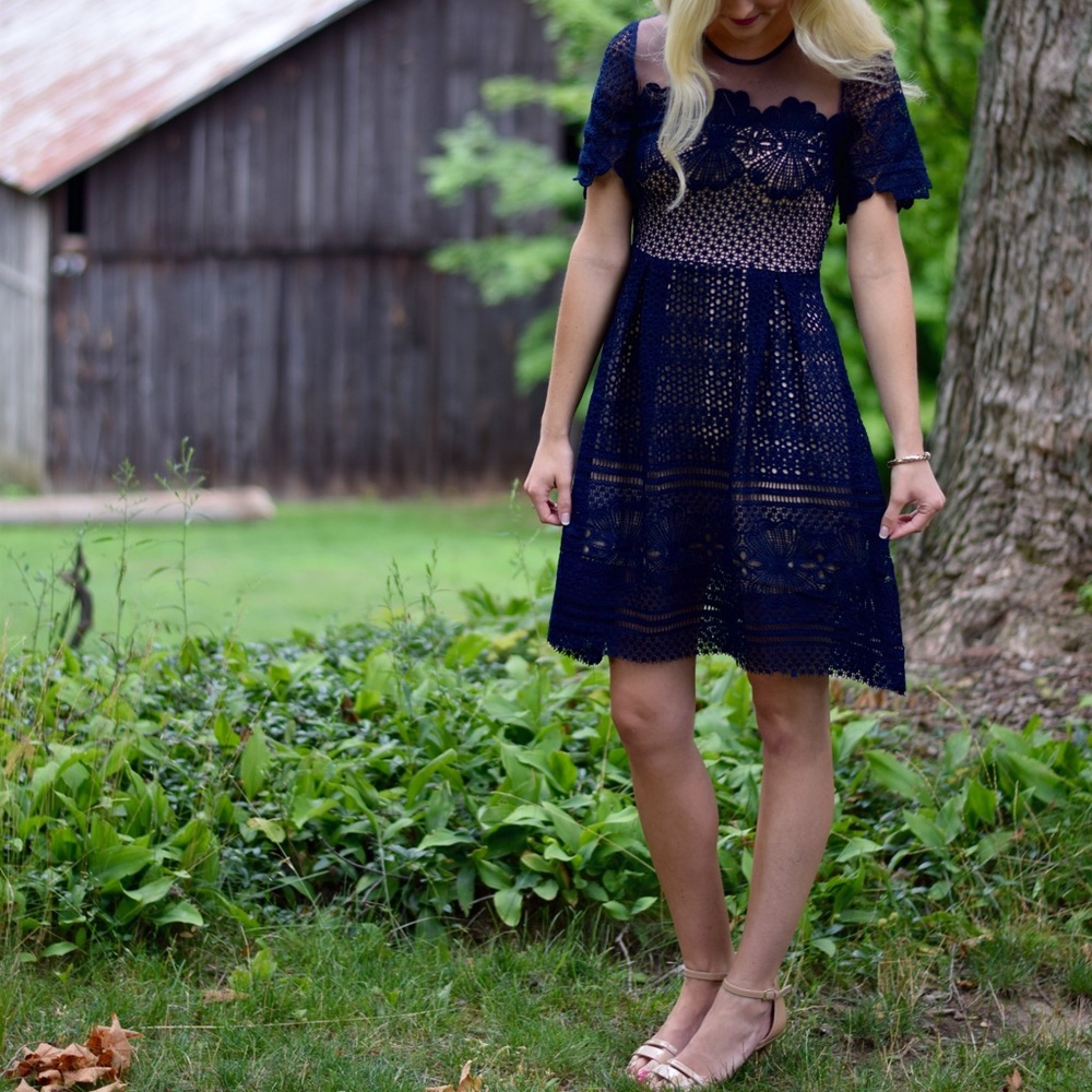 Navy Short Sleeve Dress - Picture 3 of 7